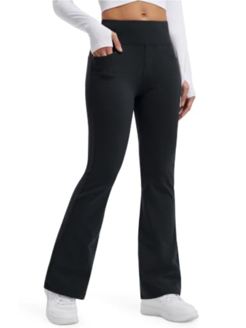 Fleece Lined Flared Leggings Thermal Yoga Pants High Waisted